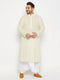 Vastramay Men's Plus Size Chikankari Embroidered Kurta And White Dhoti Set